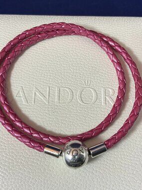 NWOT PANDORA 925 Double Leather Bracelet in Honeysuck 13.8"/35cm 590734CHP-D